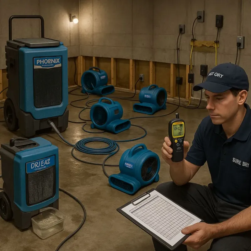 Structural Drying and Dehumidification process in Rice County, MN